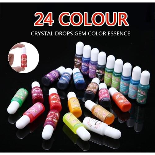 24 Colors 10ml Epoxy UV Resin Coloring Dye Art Colorant Pigment DIY Craft Suitable for light Metals Plaster Wax Soap Epoxy