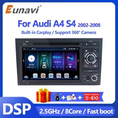 Eunavi Car radio DVD Player 2 Din Android 10 For Audi A4 B6 B7 S4 B7 B6 RS4 B7 SEAT Exeo 2DIN Stereo Multimedia GPS Navigation