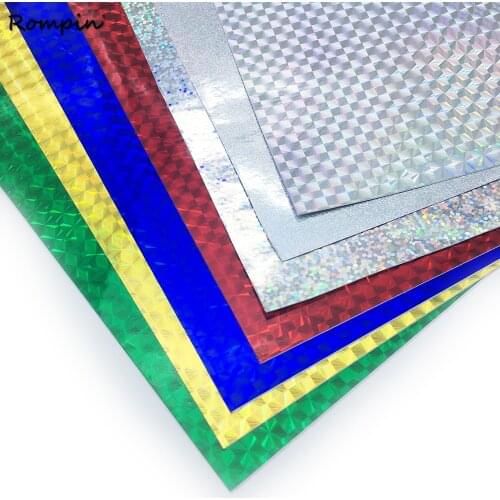 Rompin 7pcs 10X20cm Holographic Adhesive Film Flash Tape For Lure Making Fly Tying Materail Red Green Blue Silver Gold