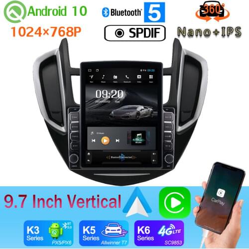 Head Unit 4G WiFi 9.7" Vertical Style Car Media GPS CarPlay Android 10.0 360 Camera Radio For Chevrolet Trax 2014-2016 PX6 4+64G
