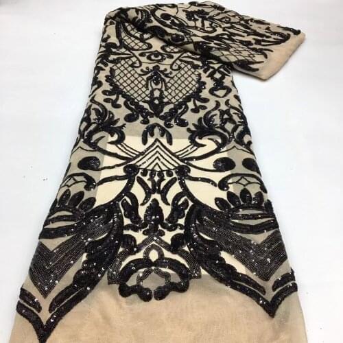 Exquisite and fashionable 3mm plaid totem big flower dress with sequin embroidery, African lace fabric, stretch mesh bottom, sui