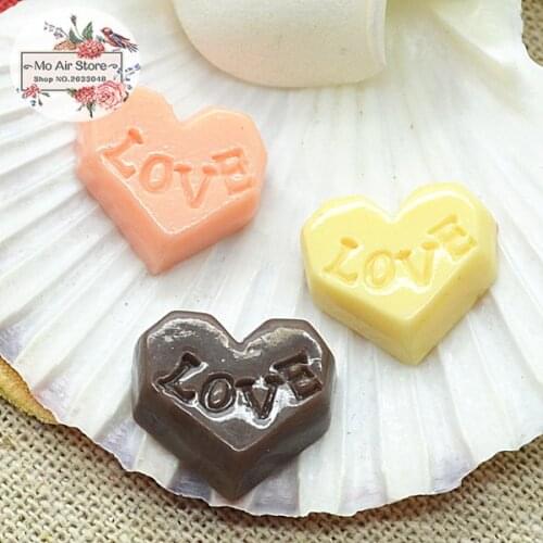 Heart candy dessert 10PCS 16mm Resin Flat back Cabochon Food Art Supply Decoration Charm Craft