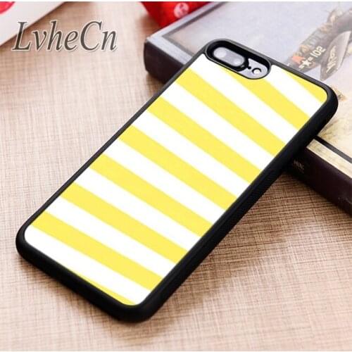 LvheCn lemon yellow stripes Style phone Case cover For iPhone 5 6 6s 7 8 plus X XR XS max 11 12 Pro Samsung Galaxy S8 S9 S10