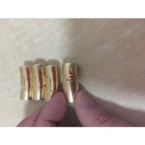 New Arrive 50 sets Gold/silver 10mm round hole Magnetic Clasp, Magnetic Closure Curved Cylinder Clasp 29mm Long