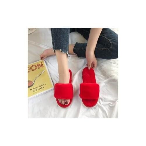 Slippers fashion home men and women warm winter velvet slippers low heel Suede Flat slippers