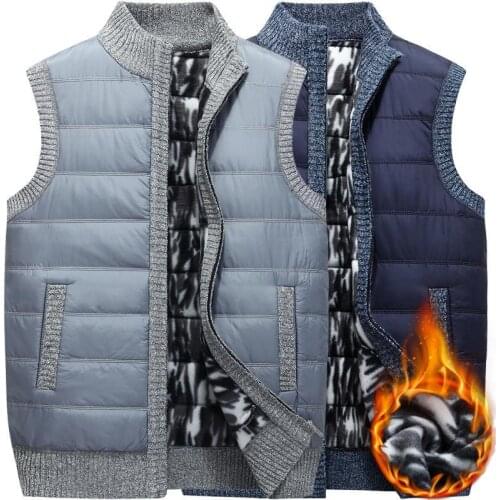 Mens autumn/winter knitwear sleeveless vest fleece thick zippered cardigan fashion spring jacket casual coat
