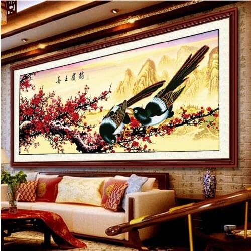 Needlework,for embroidery,DIY Red plum flower pied magpie 14CT Cross stitch kits,Art Pattern counted Cross-Stitching decor