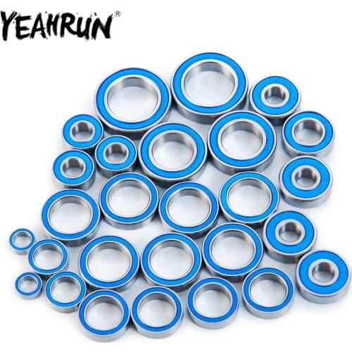 YEAHRUN 27PCS Rubber Sealed Bearing Kit for 1/10 Traxxas Maxx 4S & 89076-4 RC Crawler Car Blue Bearing Upgrade Parts