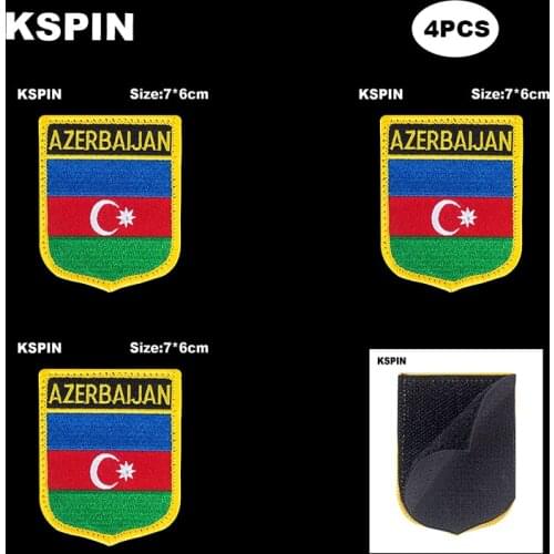 National Flag Patch Hook Loop Azerbaijan Badges Armband 3D Stick on Jacket Backpack Stickers