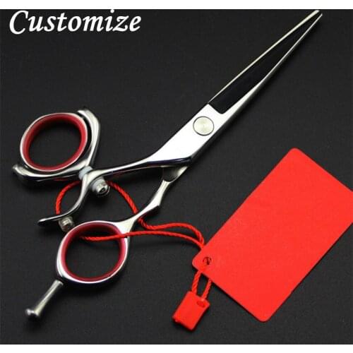Custom Left-hande Upscale Germany 440c 5.5 inch fly rotation cut hair scissors cutting barber makas shears hairdressing scissors