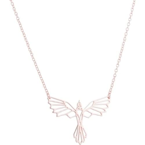 Mythical animal origami necklace geometric necklace female animal wings flying bird ornaments
