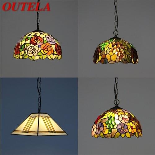 OUTELA Tiffany Pendant Light Contemporary Creative Colorful Lamp Fixtures Decorative For Home Dining Room