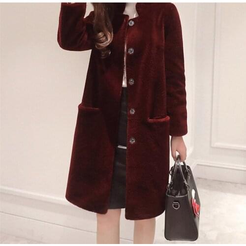 Fur Faux Winter Coat Women Lamb Furs Jackets Fashion Stand Collar Coats Pink Fur Jacket Female Thick Warm Overcoat WXF35 s s