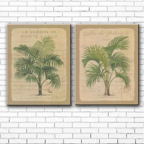 Pastoral green palm tree leaves landscape canvas printings oil paintings printed on canvas home wall art decoration pictures