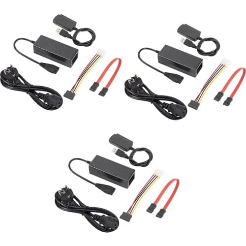 SATA/PATA/IDE Hard Drive to USB 2.0 Adapter Converter Cable for 2.5 3.5 inch HDD SSD with AC Power Adapter New