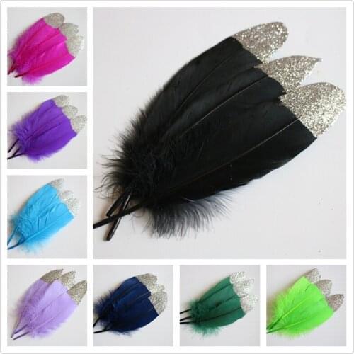 20Pcs/Lot Silver Gold Goose Feathers 15-20cm/6-8inch Duck Feathers For Crafts Decoration Accessories for jewelry making Plumes