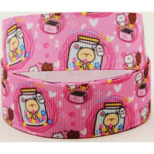22mm 25mm 38mm 75mm Bear cartoon printed Grosgrain Ribbon party decoration 10 Yards X-04384