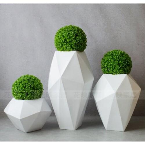 Rhombic polygon floor-to-ceiling vase glass fiber reinforced plastic flower crafts
