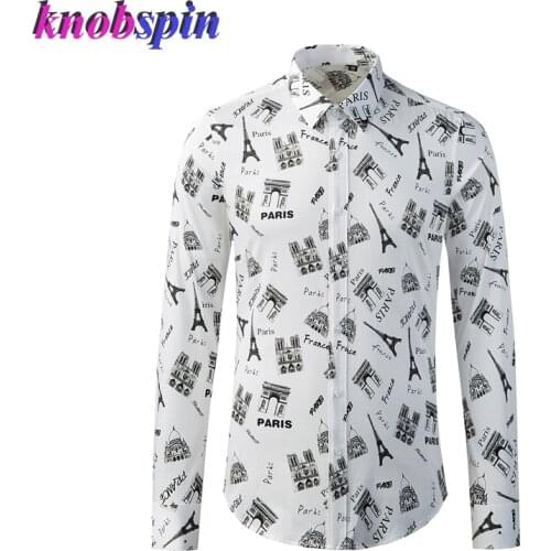 Brand Design Shirt Men 100% Pure Cotton Long Sleeve Slim Casual Businss Male Dress Shirts Plus Size Printed Camisas masculina