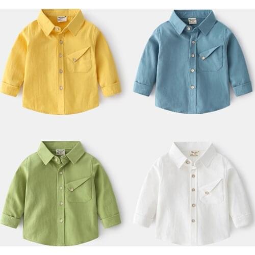 Boys candy-colored outer shirts Spring and autumn long-sleeved shirts Small and medium-sized soft long-sleeved shirts