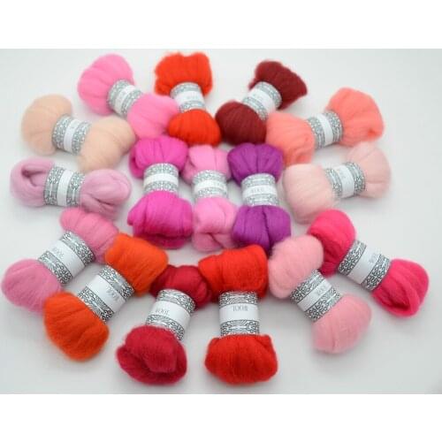 DIY Needle Felting 66s wool felt poke fun soft feeling Wool Tops Roving Spin " Red pink Funny Honey color series" 5g/16pcs/lot
