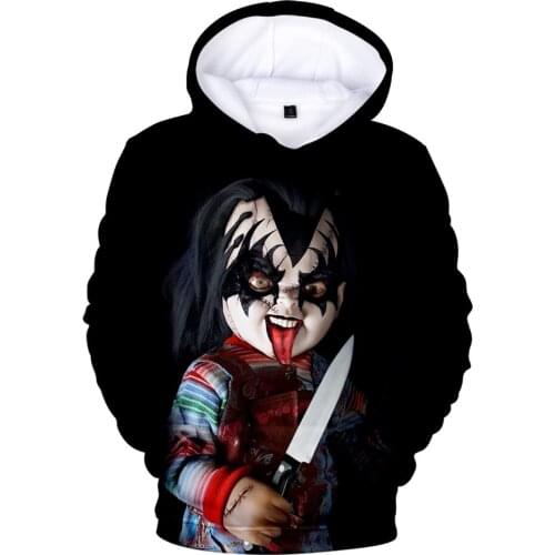 Hot 3D Horror Movie Childs Play Black Hoodies Men Women Sweatshirts Hip Hop Kids Hoodie Autumn Casual boys girls Pullovers