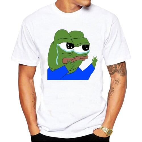 Trend New Tee Sad Frog Graphic T shirt Top Streetwear Clothing White Tshirt Plus Size
