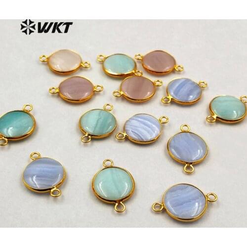 WT-C230 WKT Wholesale Simple Style Gemstone Connector In High Quality Gold Color Electroplated For Women Charming Jewelry Making