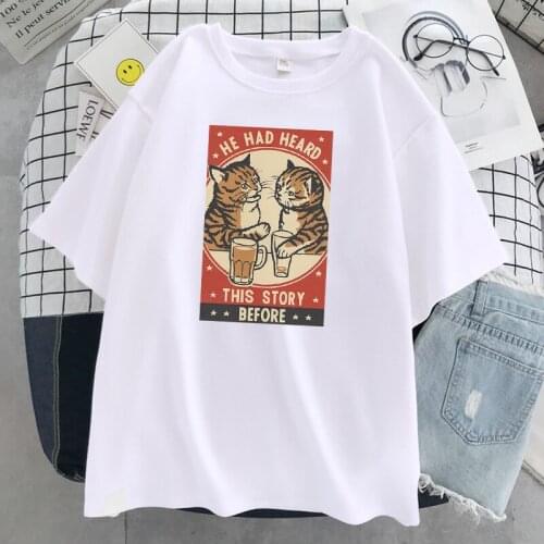 He Had Heard This Story Before Print Womens T-Shirt Summer Loose Tee Clothes Fashion Casual Tshirt Breathable Soft Tops Women