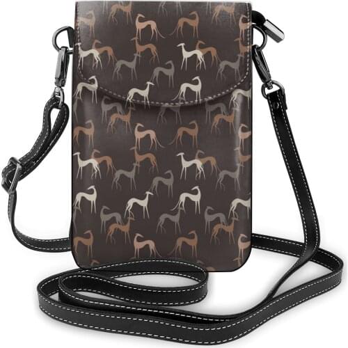 Women Shoulder Bag Greyhound Dog Print Mini Ladies Messenger Bag Luxury Designer Leather Crossbody Purse Mobile Phone Bag