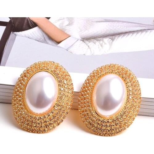 Trend Crystal Earrings for Women Fashion Imitation Pearl Stud Earrings Romantic Statement Jewelry Gifts Wholesale