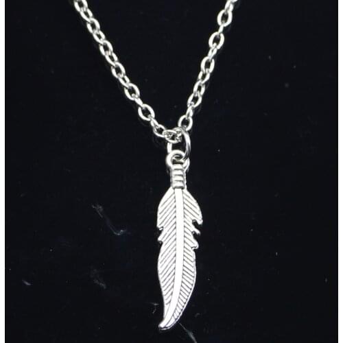 New Fashion Necklace 27x7mm double sided feather Pendants Short Long Women Men Colar Gift Jewelry Choker