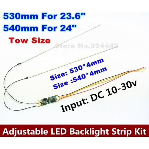 1PCS 23.6" 530mm 1PCS 540mm 24" Adjustable brightness led backlight strip kit,Update inch LCD ccfl panel to LED backlight LAMP