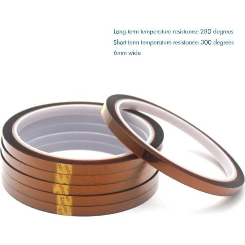 1PC 6mmX30m Heat High Temperature Resistant Adhesive Gold Tape Polyimide Adhesive Tape for Masking, Soldering, Electrical