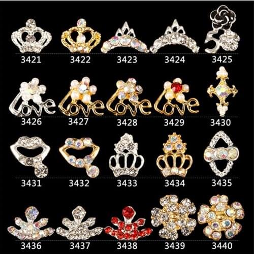 10pcs Nail rhinestone An crown LOVE Alloy nail accessories Imbue Diamond nail clear ab crystal Acrylic alloy jewelry nail art