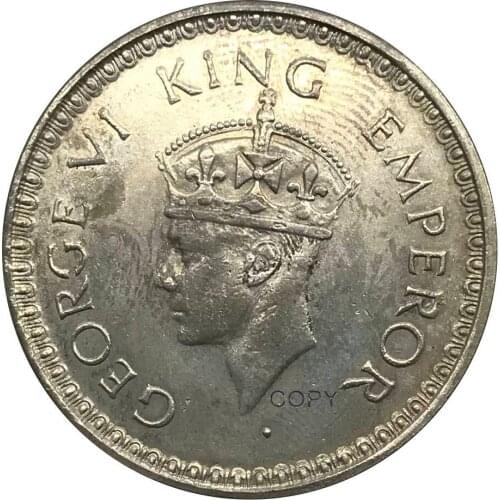 1945 British India 1 One Rupee George VI King Emperor Cupronickel Plated Silver Collectibles Copy Coin