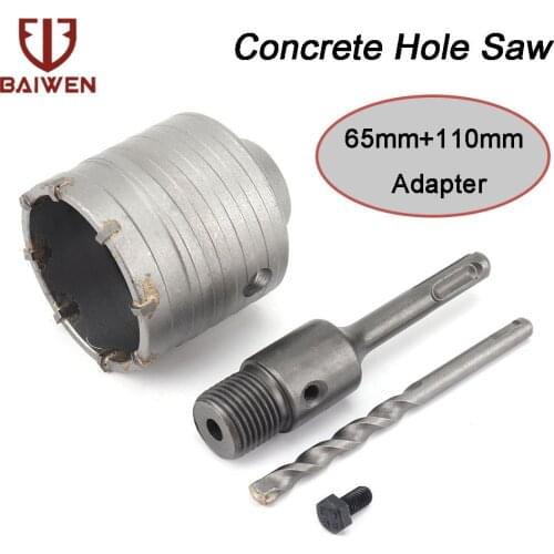 1x Set SDS PLUS 65mm Concrete Hole Saw Electric Hollow Core Drill Bit With 110mm Round Shank Cement Stone Wall Air Conditioner