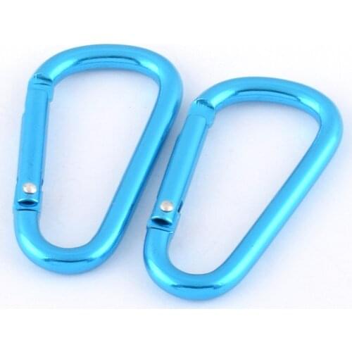 Blue Carabiner Camp Snap hook Clip keychain hook clasp spring D ring push gate clip For Backpack Clip Lanyard 4pcs