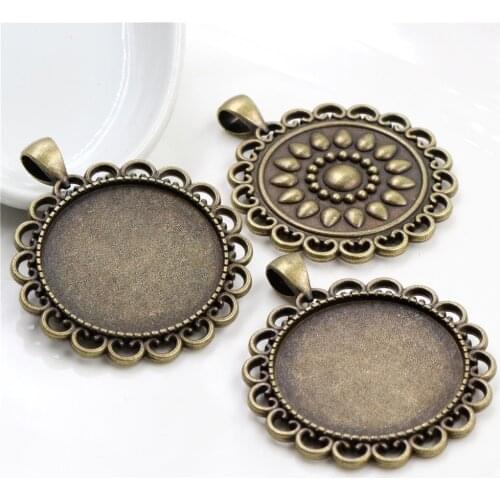 5pcs 30mm Inner Size Antique Bronze Classic Style Cabochon Base Setting Charms Pendant (B6-22)