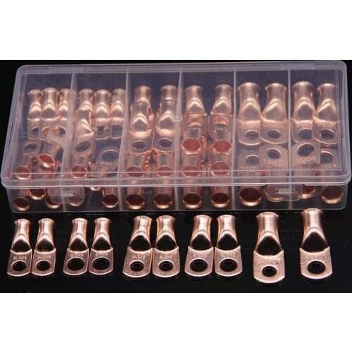 50PCS Copper Ring Terminals 3/8" 5/16" Wire Battery Terminals Connector Electrical Cable Lugs Eyelet