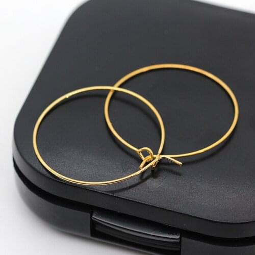 20pcs 20 25 30 35 40MM Hoop Earrings Findings Big Circle Ear Wire Hoops Earrings For DIY Jewelry Making Supplies Accessories