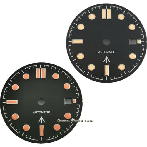 31mm Goutent Sterile Black Watch Dial Suitable For NH35 NH35A ETA 2836/2824 DG2813/3804 Miyota 8215 821A 82 Series Movement
