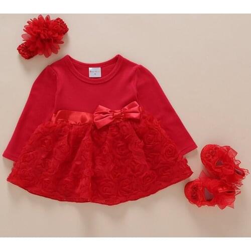 Baby Christmas Dress Chiffon Birthday Dress 2 Year Holiday 2 Pcs Christmas Baby Dress First Birthday Girl Party Tutu Dresses