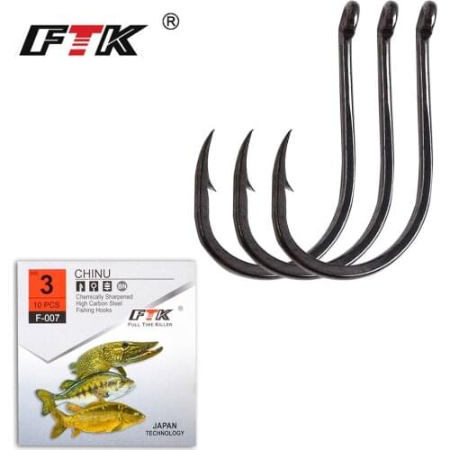 FTK Barbed fishhook 10PCS/LOT Size 3#-Size12# Fishing From Japan Fishing Hook Jig Carp Feeder Anzol Fishhooks Fishing Tac