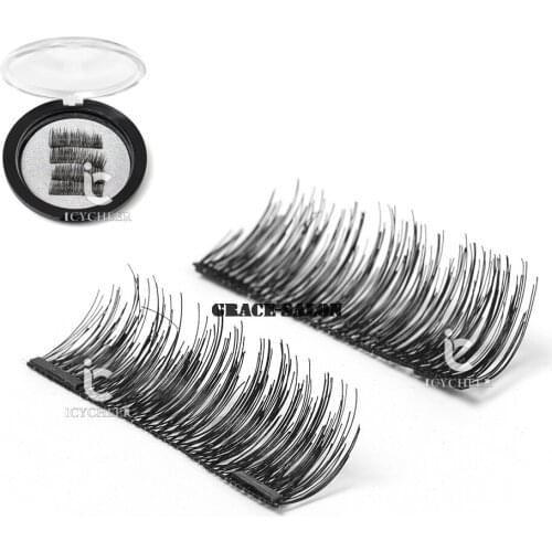 ICYCHEER 4pc/1pair Reusable 3D Magnetic False Eyelashes NO Glue Eye Lashes Makeup Handmade Eye Lash Natural Look