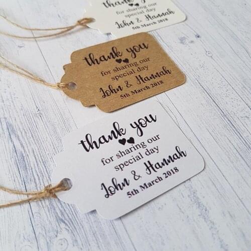 Customized Wedding Favour gift lables Personalised date Bridal shower bachelor Thank You For Sharing Our Special Day gift tags