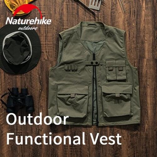 Naturehike Outdoor Men Woman Fashion Functional Vest Polyester Fabric Multiple Pockets M L XL Camping Fishing Hiking Jacket