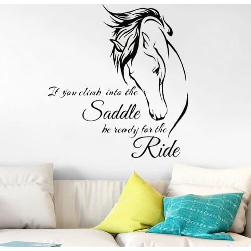 Motivational Phrase Wall Decal Horse Head Riding Quotes Wall Arts Decoration Art Decals Mural Vinyl Removable FB-110
