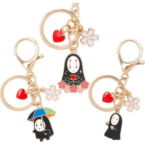 Cartoon Trinket Keychain No Face Man Keyrings Unisex Car Keyholder Children Backpack Key Chains Lovely Gift