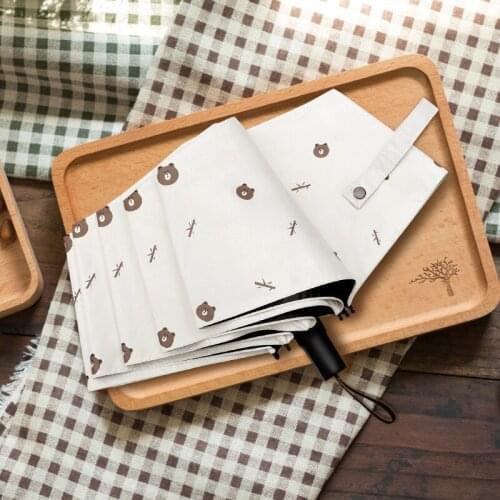 Cartoon umbrella womens sunny and rainy folding black umbrella sunscreen